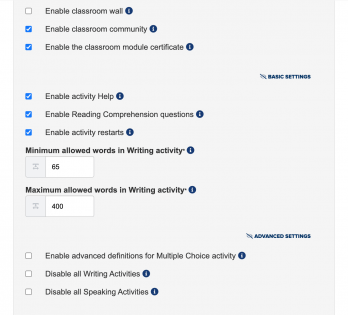 online classroom settings